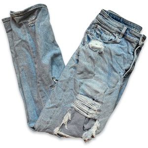 AE Light Wash Distressed Mom Jean 8R